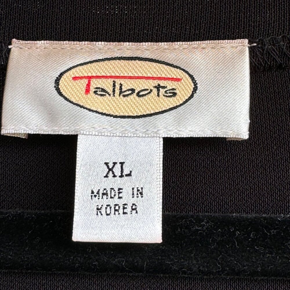 Talbots Black Tunic Top XL Long Sleeve Ribbon Belt & Pleated Deep Scoop Neck New - Picture 4 of 10